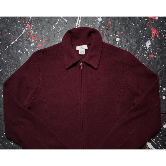 Brooks Brothers 346 women's burgundy wine full-zip wool cardigan sweater jacket - Picture 2 of 9